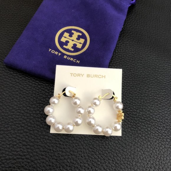 Tory Burch Jewelry - Tory Burch Kira Pearl Hoop Earring_ Women_s Designer Earrings